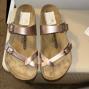 Birkenstock Mayari Birko-Flor Sandals Graceful Taupe Shimmer Women's Size 10